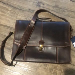 Jos. A. Bank leather briefcase with over the shoulder strap
